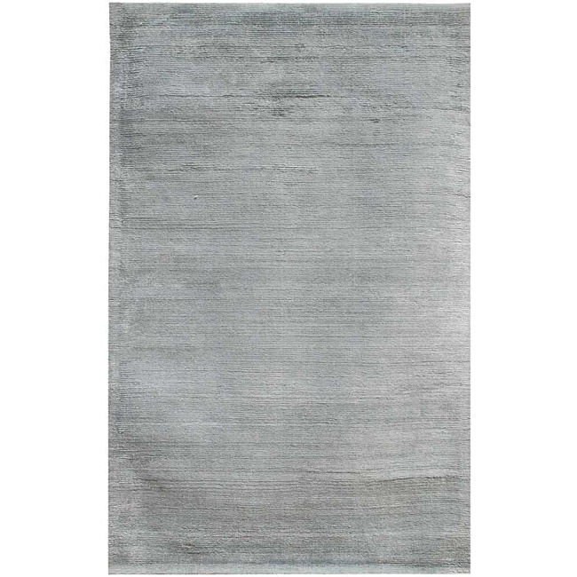 Hand woven Grey Wool And Art Silk Area Rug (5 X 8)