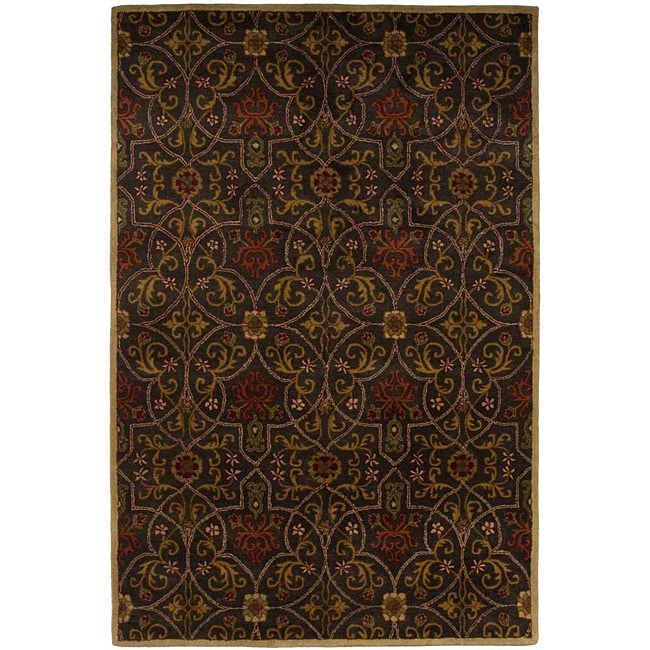 Hand tufted Dark Brown Wool Rug (8 X 11)