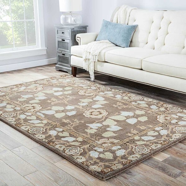 Juliette Handmade Floral Gray/ Blue Area Rug (9'6" X 13'6") - 9'6 x 13'6