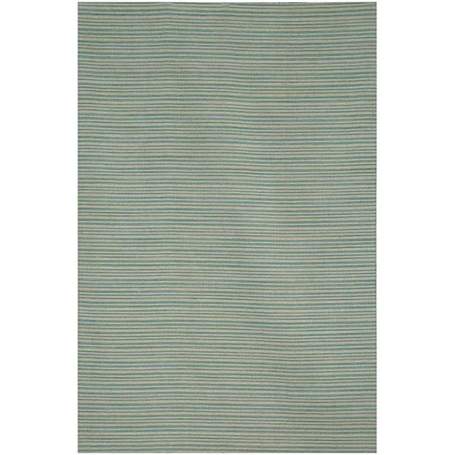 Flat Weave Green/ Grey Wool Rug (10 X 14)