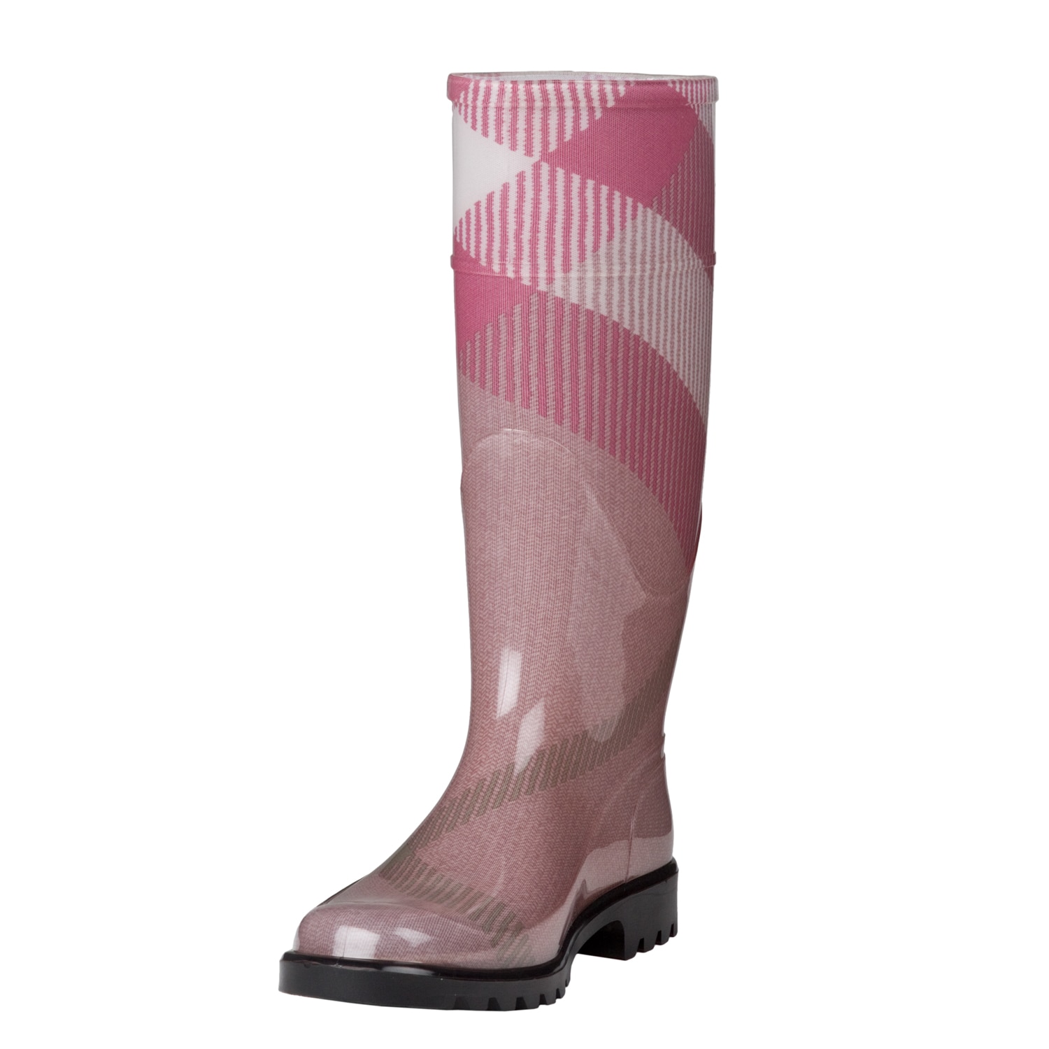 Pink Exploded Check Rain Boots 
