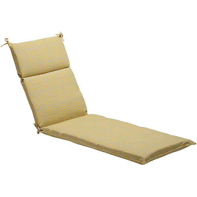 Pillow Perfect Yellow/ Grey Geometric Outdoor Chaise Lounge Cushion