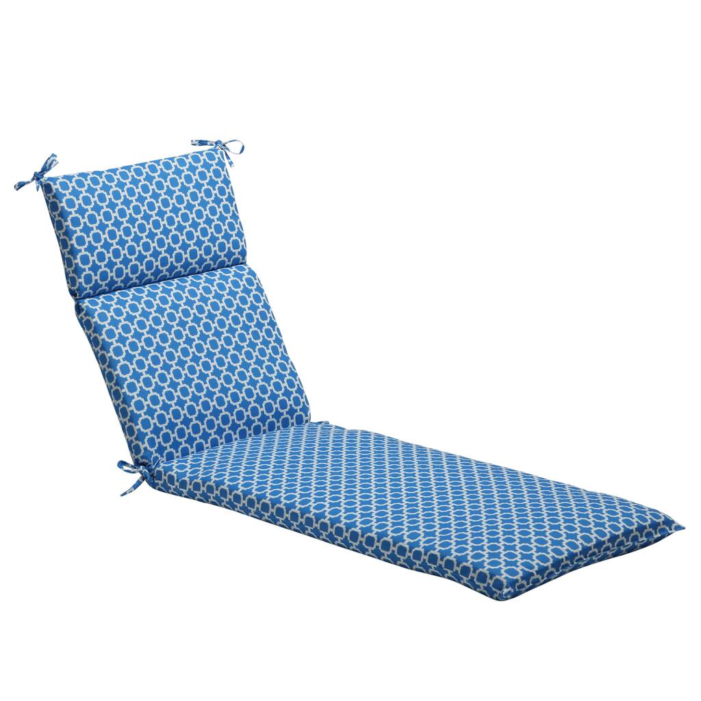 Pillow Perfect Blue/ White Geometric Outdoor Chaise Lounge Cushion