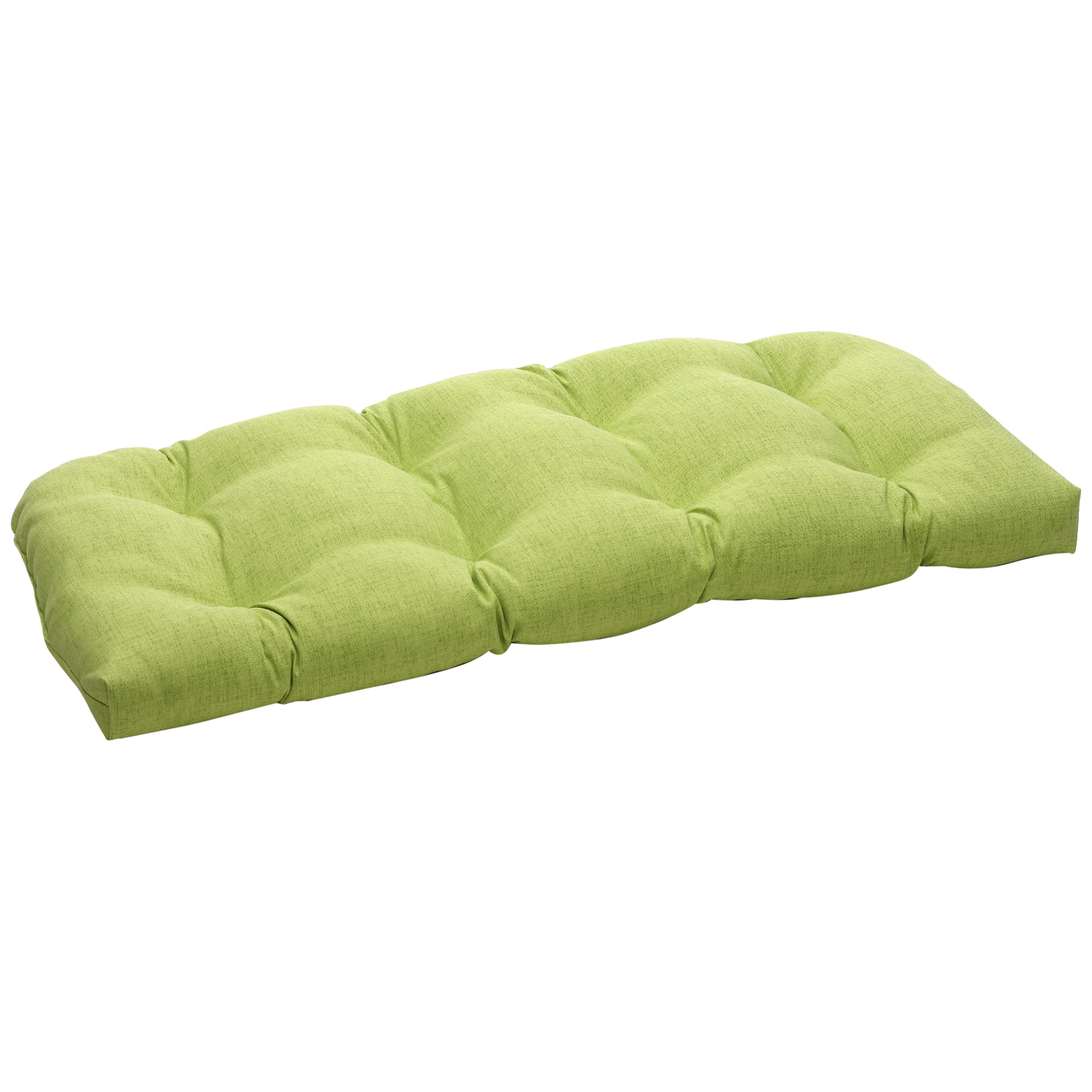 Solid Green Textured Outdoor Wicker Loveseat Cushion - Free Shipping