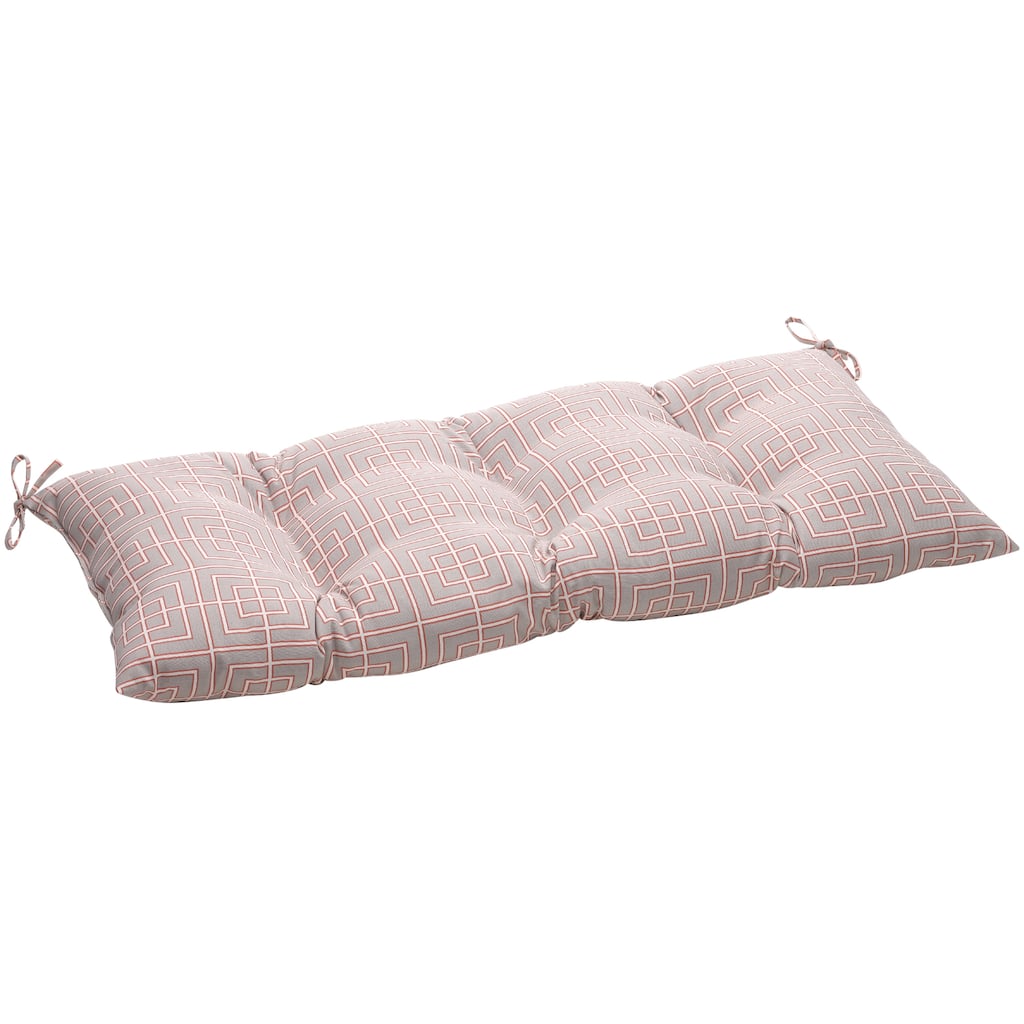 Pillow Perfect Grey/ Orange Geometric Tufted Outdoor Loveseat Cushion