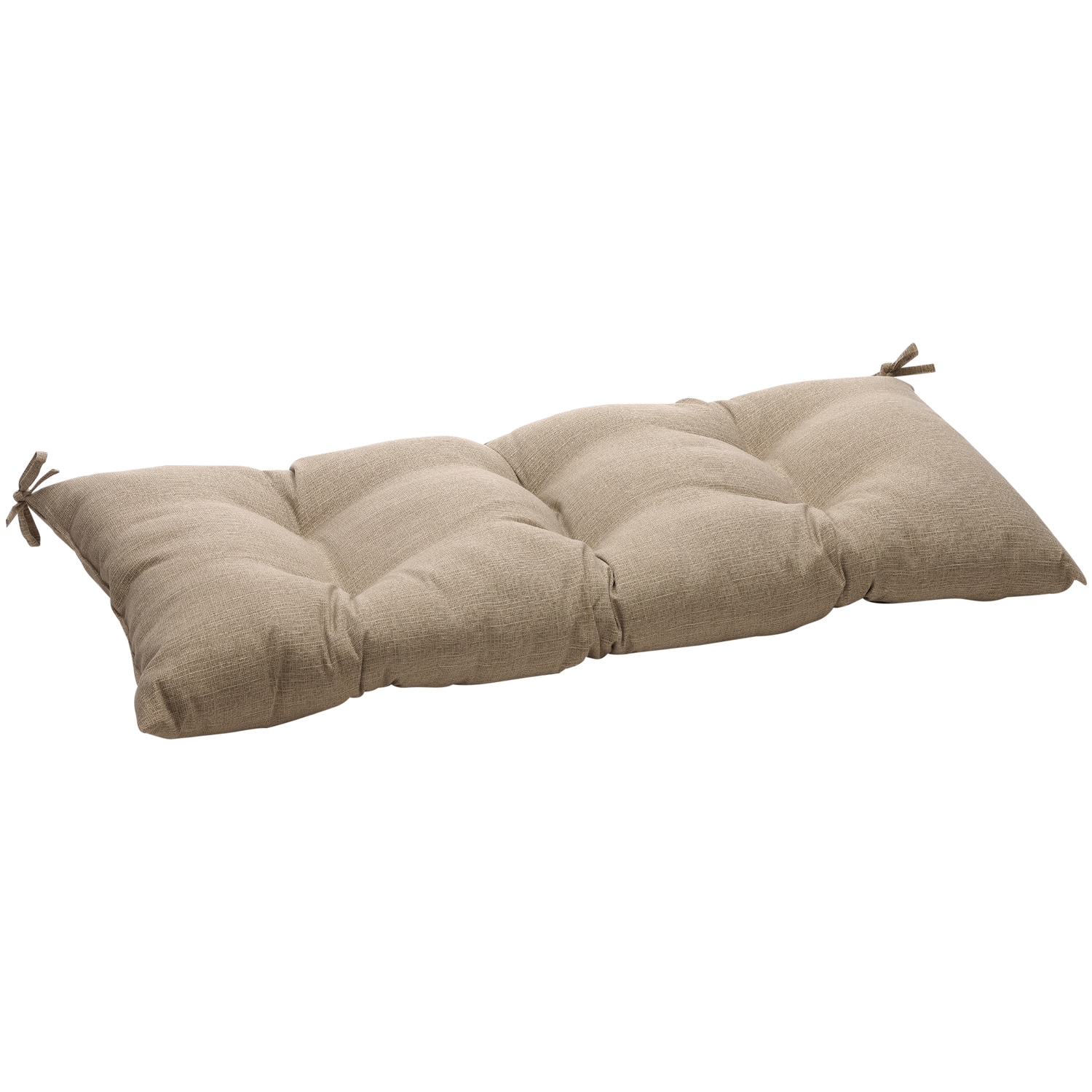 Solid Taupe Textured Outdoor Tufted Loveseat Cushion