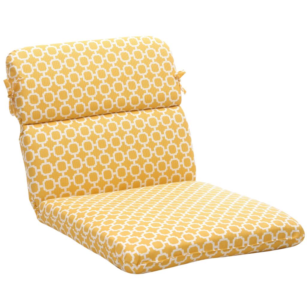 Rounded Yellow/ White Geometric Outdoor Chair Cushion