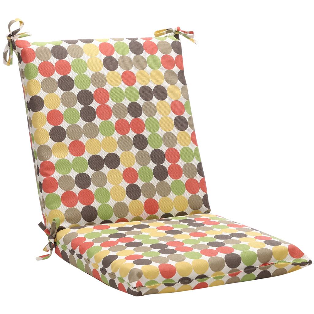 Squared Multicolored Polka Dots Outdoor Chair Cushion