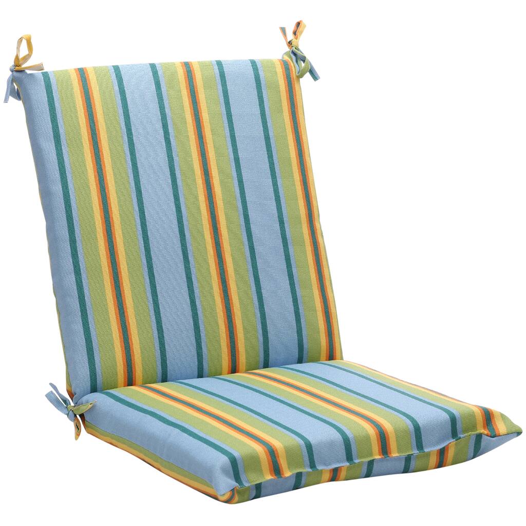 Pillow Perfect Green/ Blue Striped Squared Outdoor Cushion