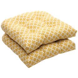 Shop Outdoor Yellow and White Geometric Wicker Seat Cushions (Set of 2 ...