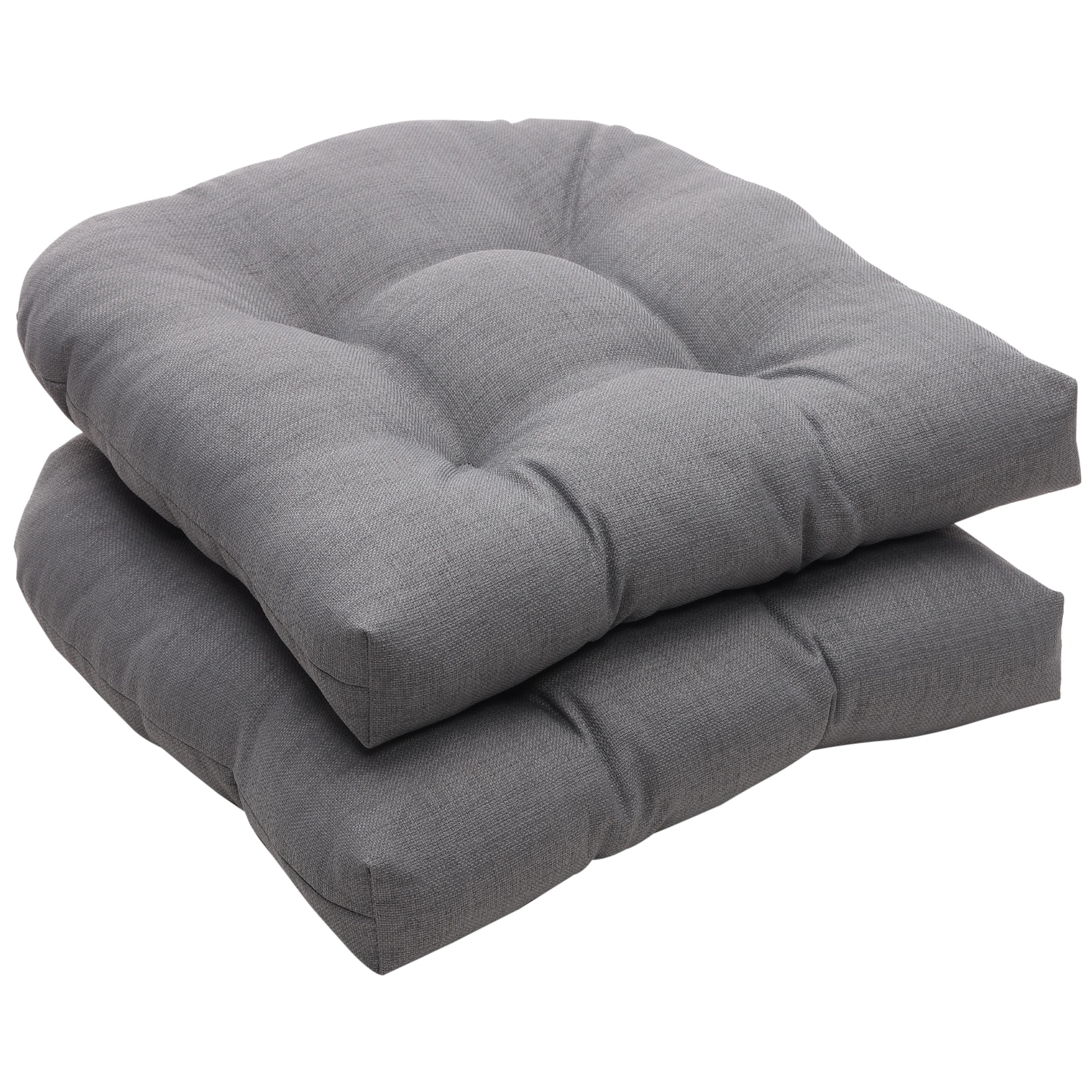 Outdoor Gray Textured Solid Wicker Seat Cushions (Set of 2) - Free