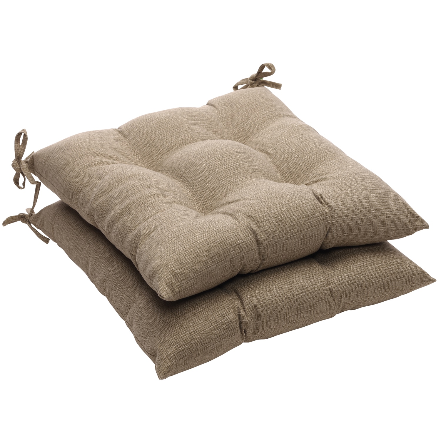 Solid Taupe Textured Outdoor Tufted Seat Cushions (Set of 2)