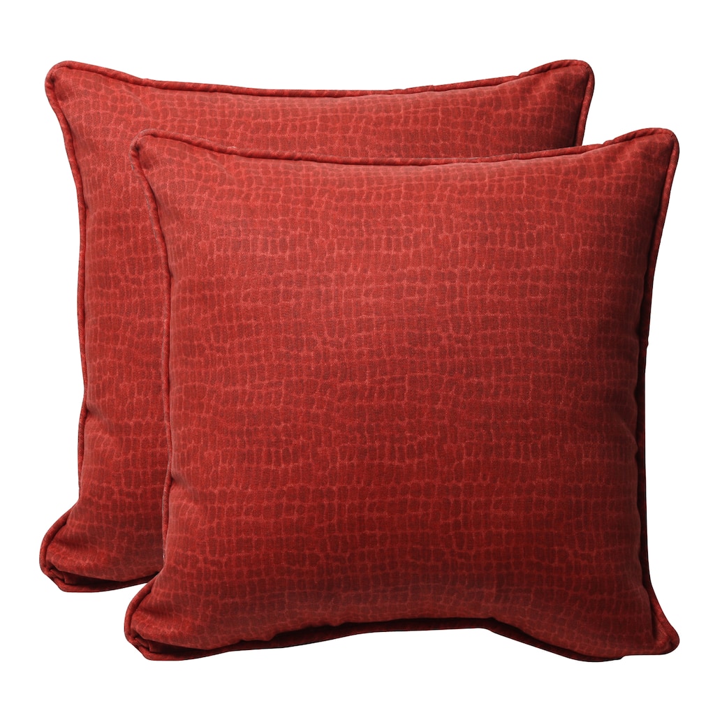 Decorative Red Animal Print Square Outdoor Toss Pillows (Set of 2)