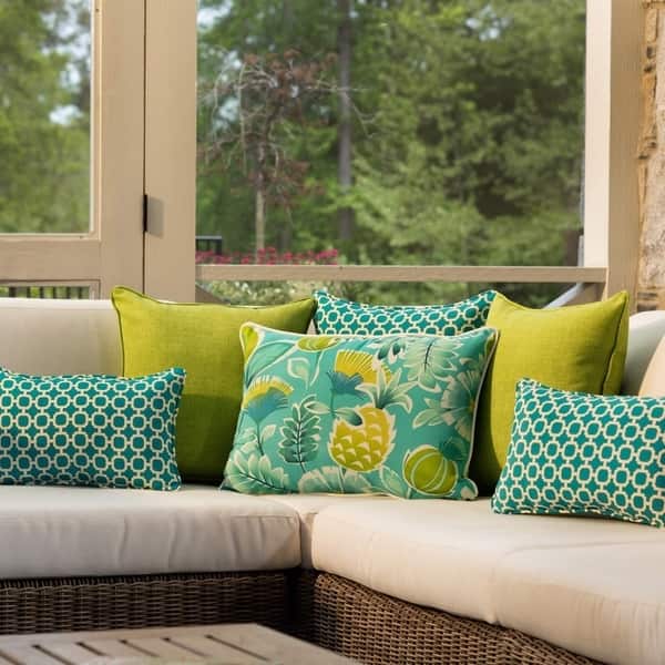 Shop Decorative Green Textured Solid Square Outdoor Toss Pillows