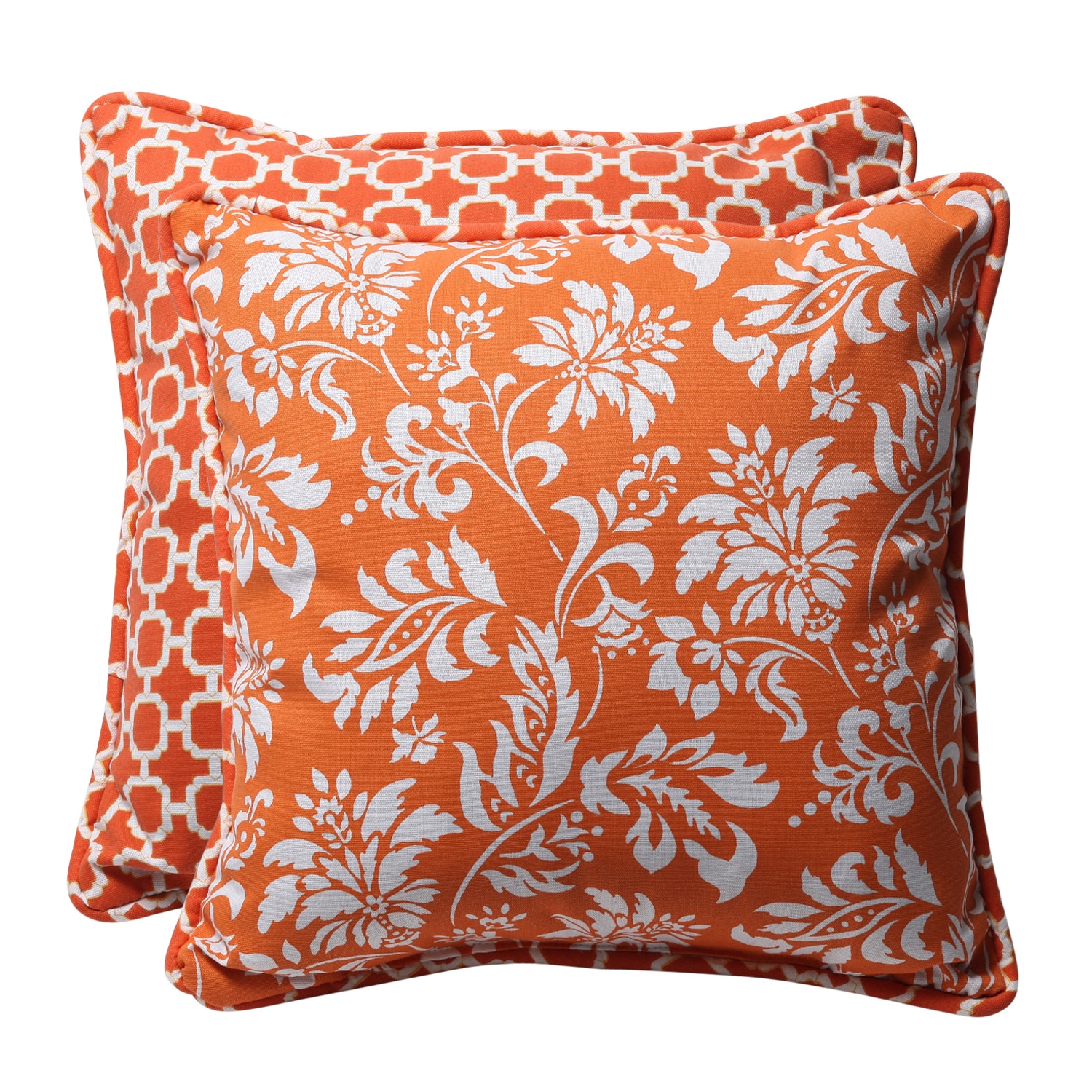 Shop Decorative Orange/ White Geometric/ Floral Square ...