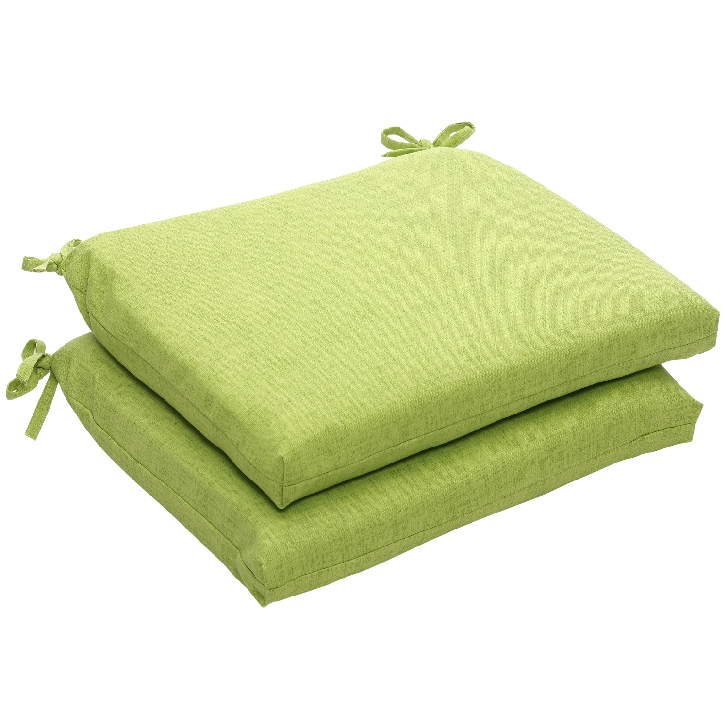 Outdoor Green Textured Solid Squared Seat Cushions (Set of 2) - Free