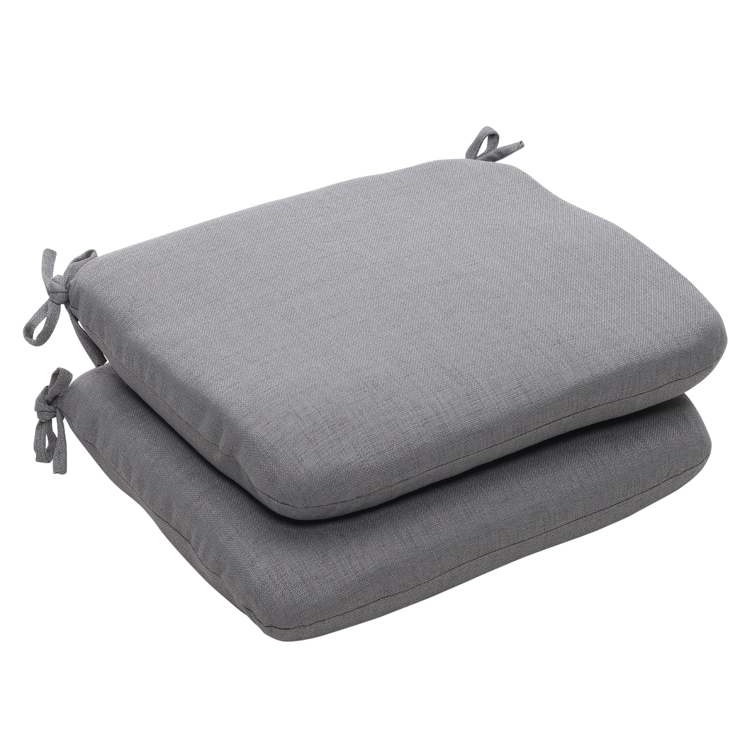 Outdoor Gray Textured Solid Rounded Seat Cushions (Set of 2) Free