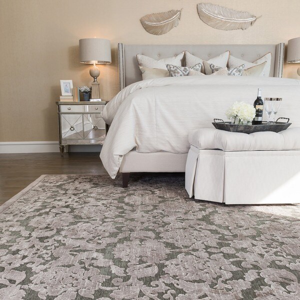 Madison Taupe/ Grey Floral Chenille Rug (9'2 x 12'7) - 14095929 ...