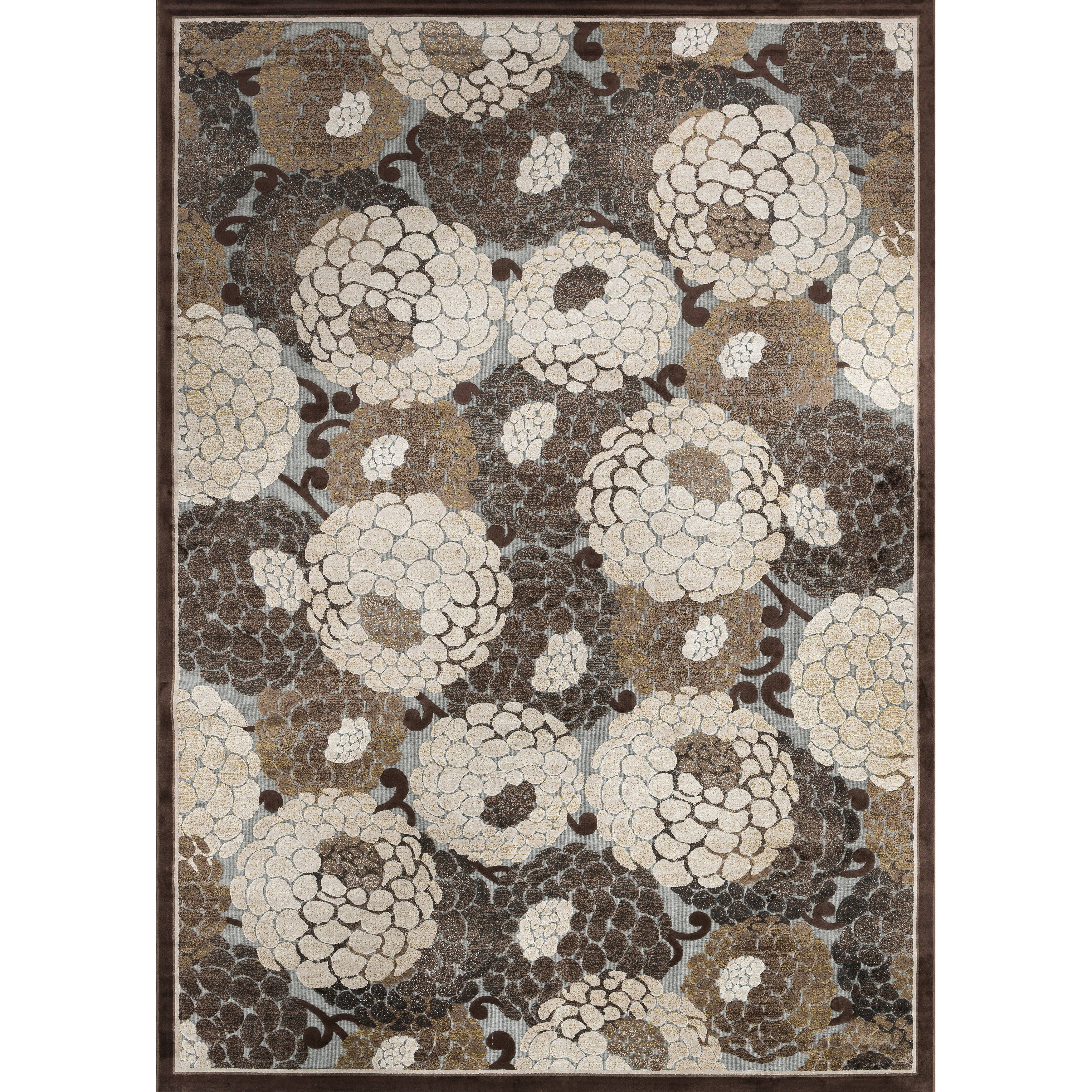 Madison Black/ Beige Bold Floral Chenille Rug (23 X 39)