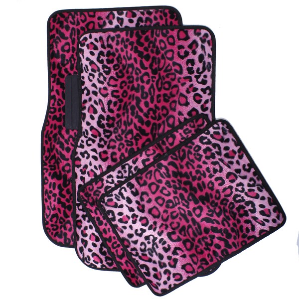 Shop Oxgord Velour / Plush Safari Pink Cheetah / Leopard Car Floor Mats