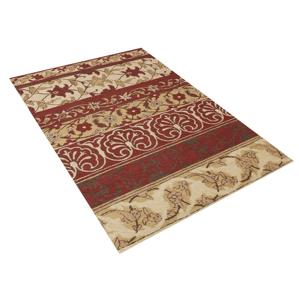 Alliyah Handmade Beige New Zealand Blend Wool Rug - 5' x 8'