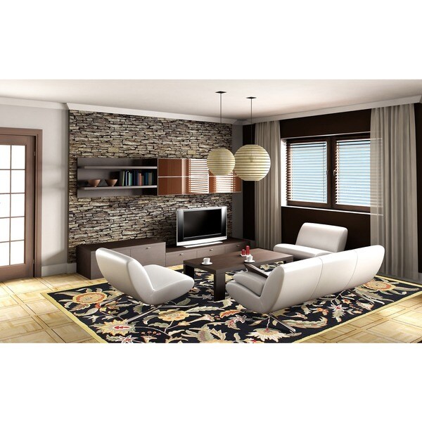 Alliyah Handmade Black New Zealand Blend Wool Rug (8' x 10')