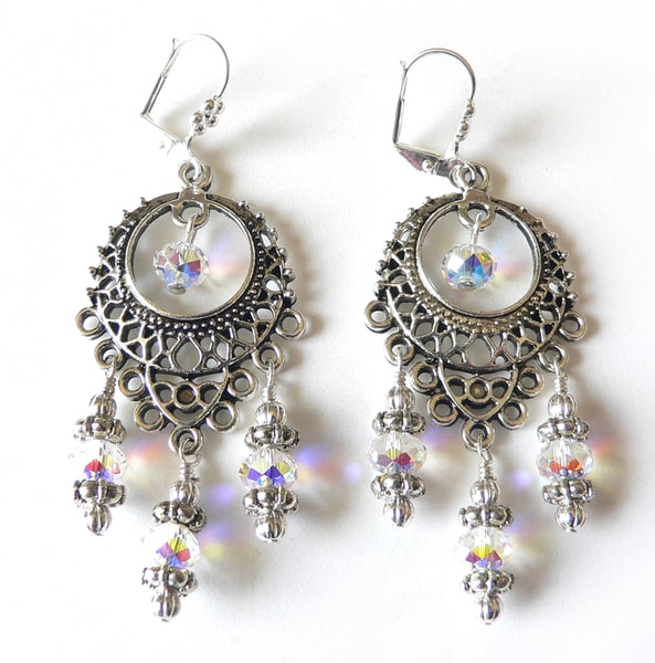 Silvertone Crystal Annabella Chandelier Earrings