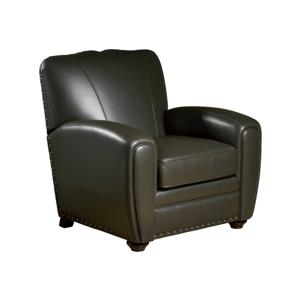 Cardiff Espresso Leather Press Back Club Chair - Green