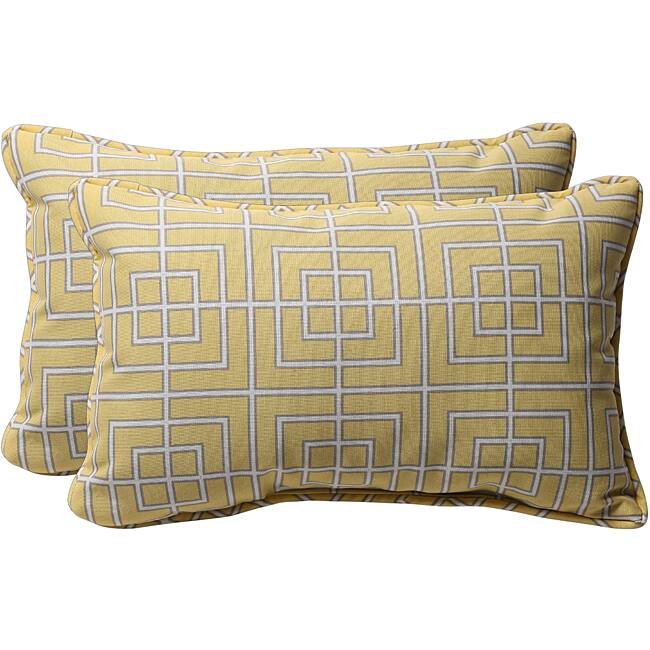 Pillow Perfect Decorative Yellow/ Grey Geometric Outdoor Toss Pillows (Set of 2)
