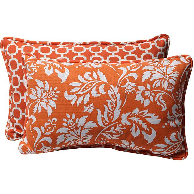 Pillow Perfect Decorative Orange/ White ReversibleOutdoor Toss Pillow (Set of 2)