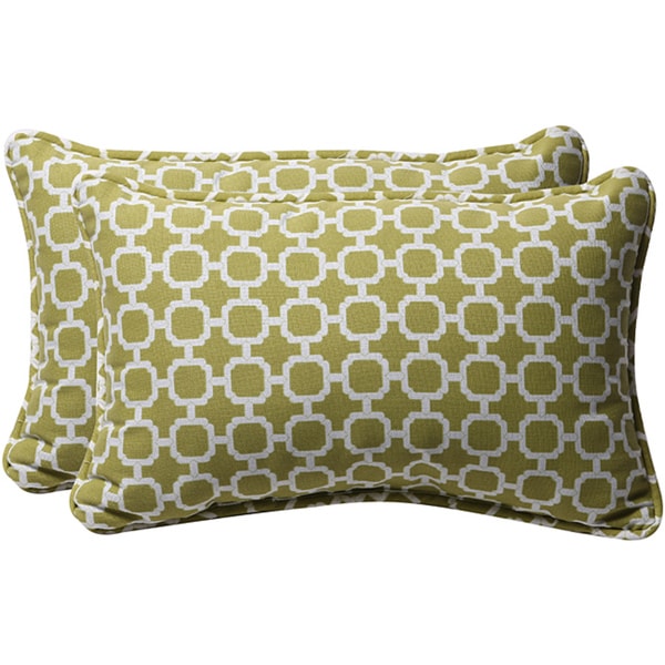 Shop Pillow Perfect Green/ White Geometric Outdoor Toss ...