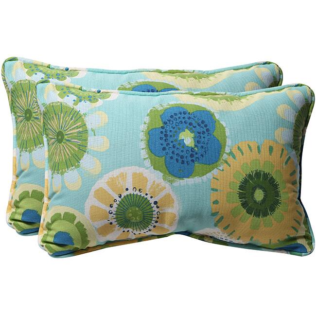 Pillow Perfect Blue/ Green Floral Outdoor Toss Pillows (Set of 2)