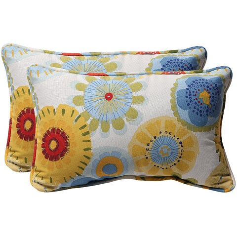 Pillow Perfect White/ Multi Floral Outdoor Toss Pillows (Set of 2)
