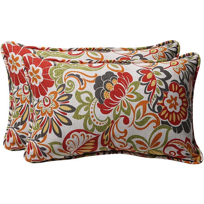 Pillow Perfect Green/ Multi Floral Outdoor Toss Pillows (Set of 2) - 18.5" x 11.5" x 5"