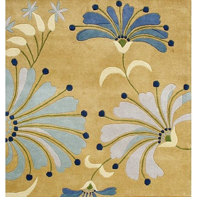 Alliyah Handmade Honey Gold New Zealand Blend Wool Rug - 6' x 6'