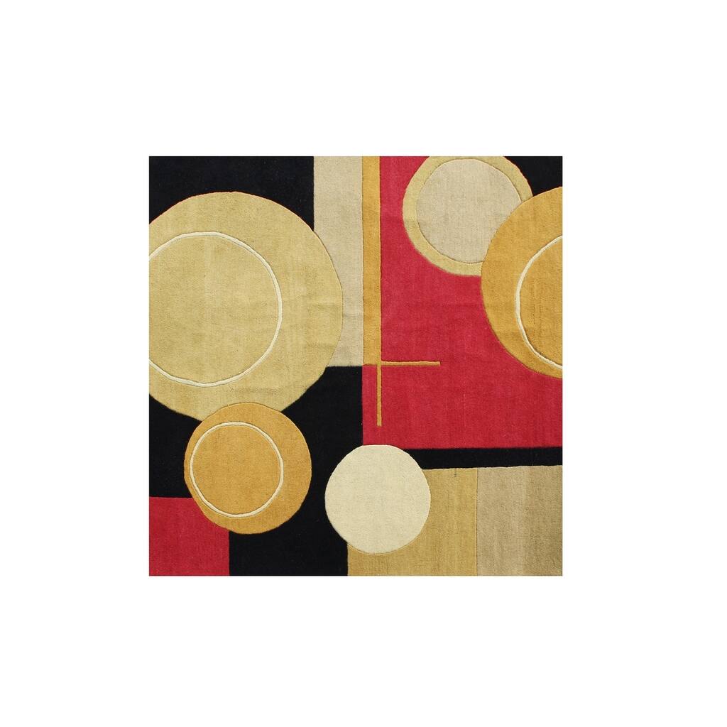 Alliyah Handmade Black New Zealand Blend Wool Rug - 6' x 6'