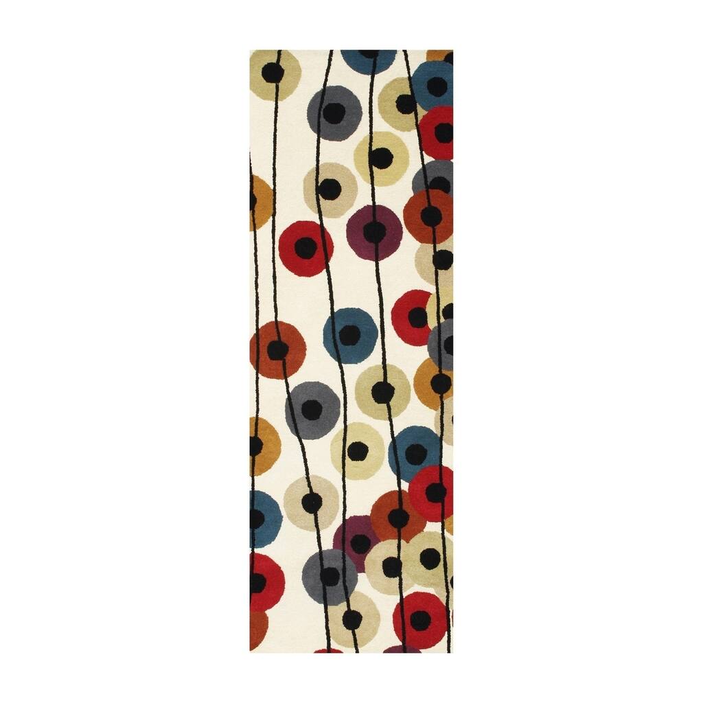 Alliyah Handmade Cream New Zealand Blend Wool Rug - 2' x 8'