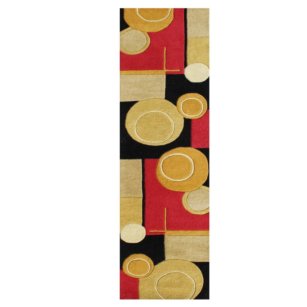 Alliyah Handmade Black New Zealand Blend Wool Rug - 2' x 8'