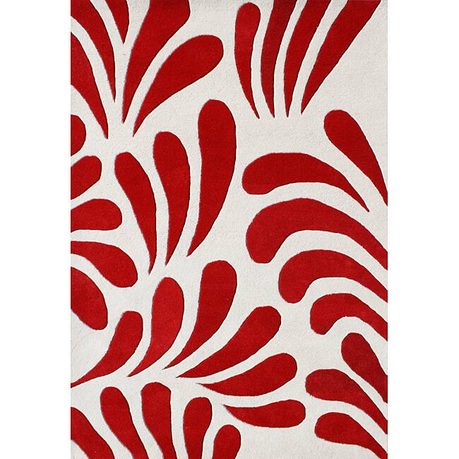 Alliyah Handmade Red New Zealand Blend Wool Rug - 5' x 8'