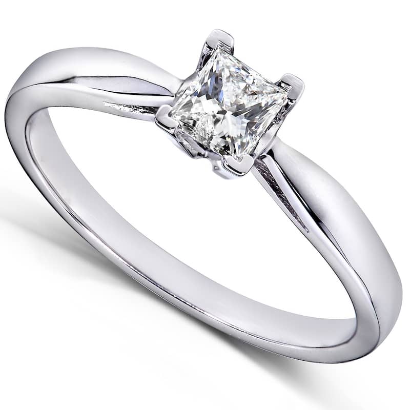 Annello by Kobelli 14k White Gold 1/ 4ct TDW Diamond Taper Shank Solitaire Ring