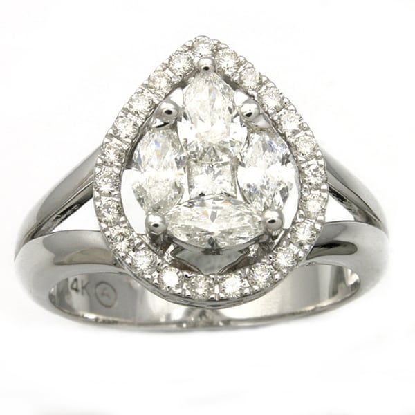 Shop 14k White Gold 1ct TDW Pear Shape Diamond Ring(Size 7) - Free ...