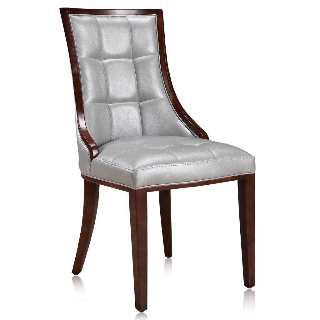 Barrel Leather Dining Chairs (Set of 2) - Silver