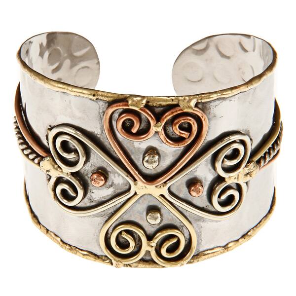 Brass and Copper handmade hammered bangle bracelets