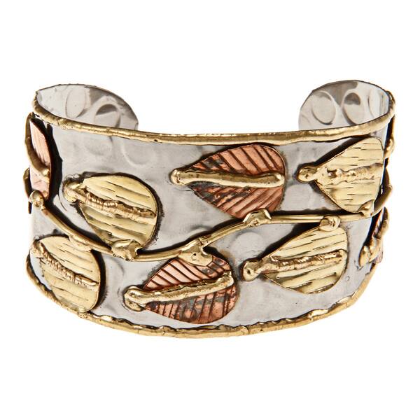 Brass and Copper handmade hammered bangle bracelets