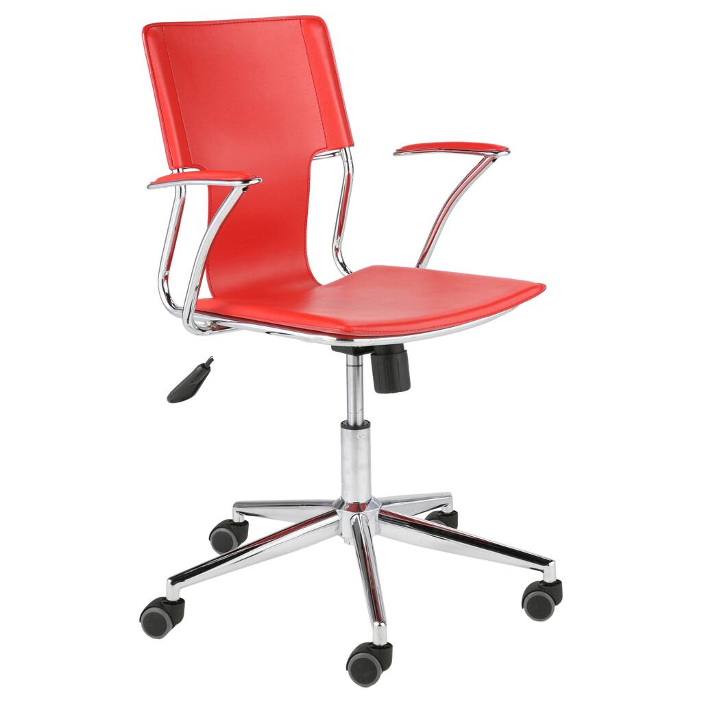 Terry Red Leatherette Chrome Modern Office Chair