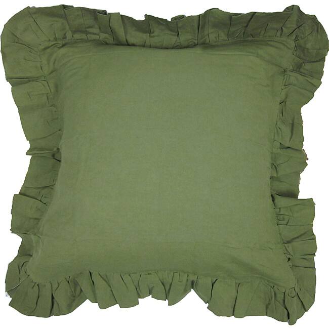 Green Linen Ruffled Euro Sham