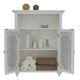Essential Home Furnishings Jezzebel White Wood and Silver Mosaic Glass Double Door Floor Cabinet - Thumbnail 1