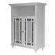 Essential Home Furnishings Jezzebel White Wood and Silver Mosaic Glass Double Door Floor Cabinet - Thumbnail 2