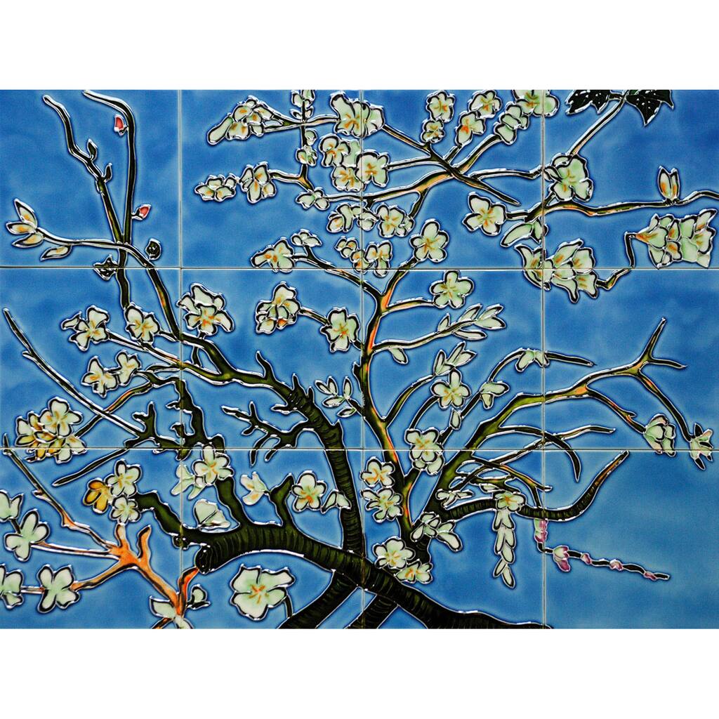 La Pastiche Van Gogh 'Branches of an Almond Tree in Blossom' Mural Wall Tiles
