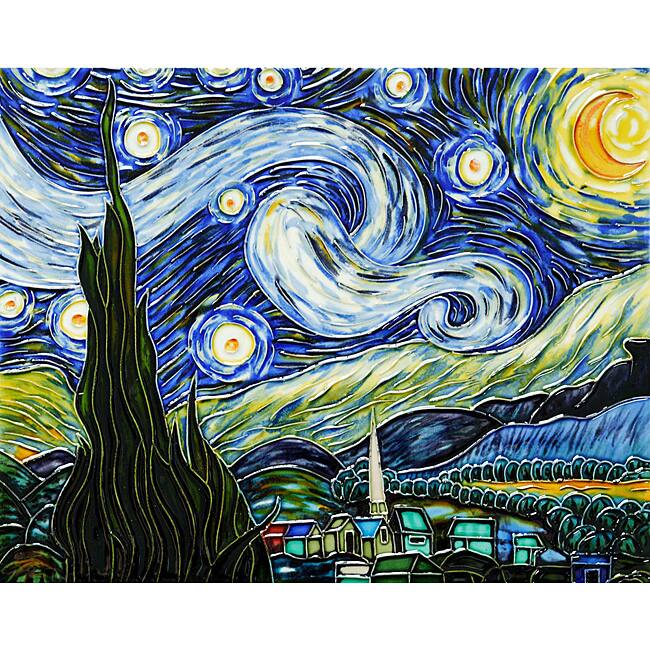 La Pastiche Van Gogh 'Starry Night' Wall Tile